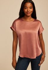 Delton Satin Zipper Back Blouse, C6259, small