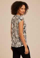 24/7 Magnolia Snake Print V Neck Tee, C1524, small