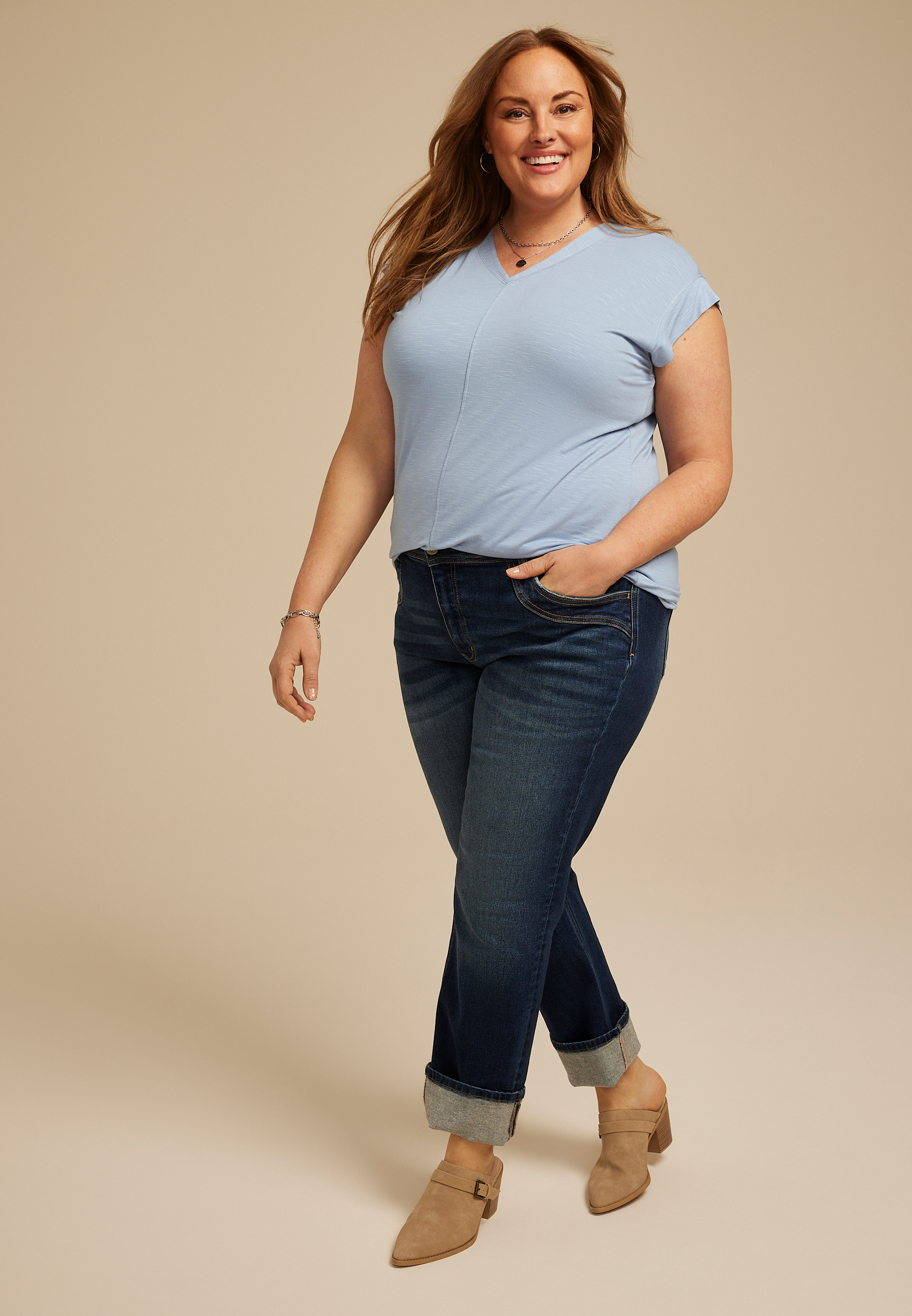 Plus Size 24/7 Magnolia V Neck Tee