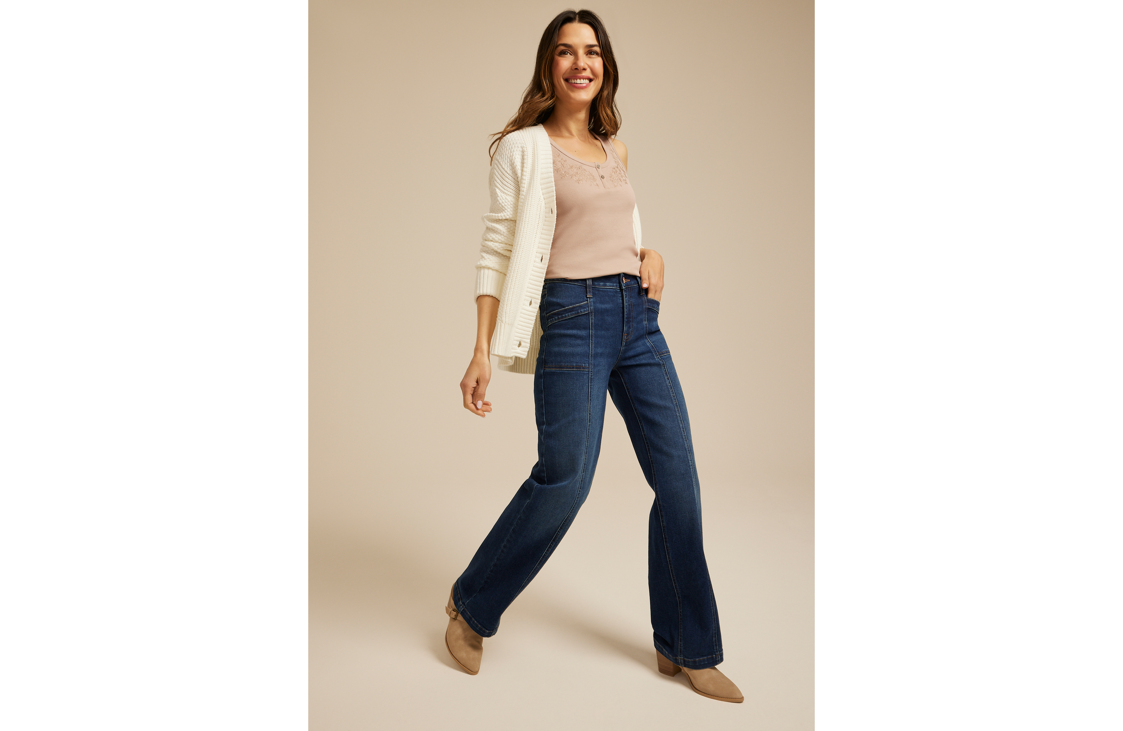m jeans by maurices™ Dark High Rise Utility Pocket Seamed Wide Leg Jean