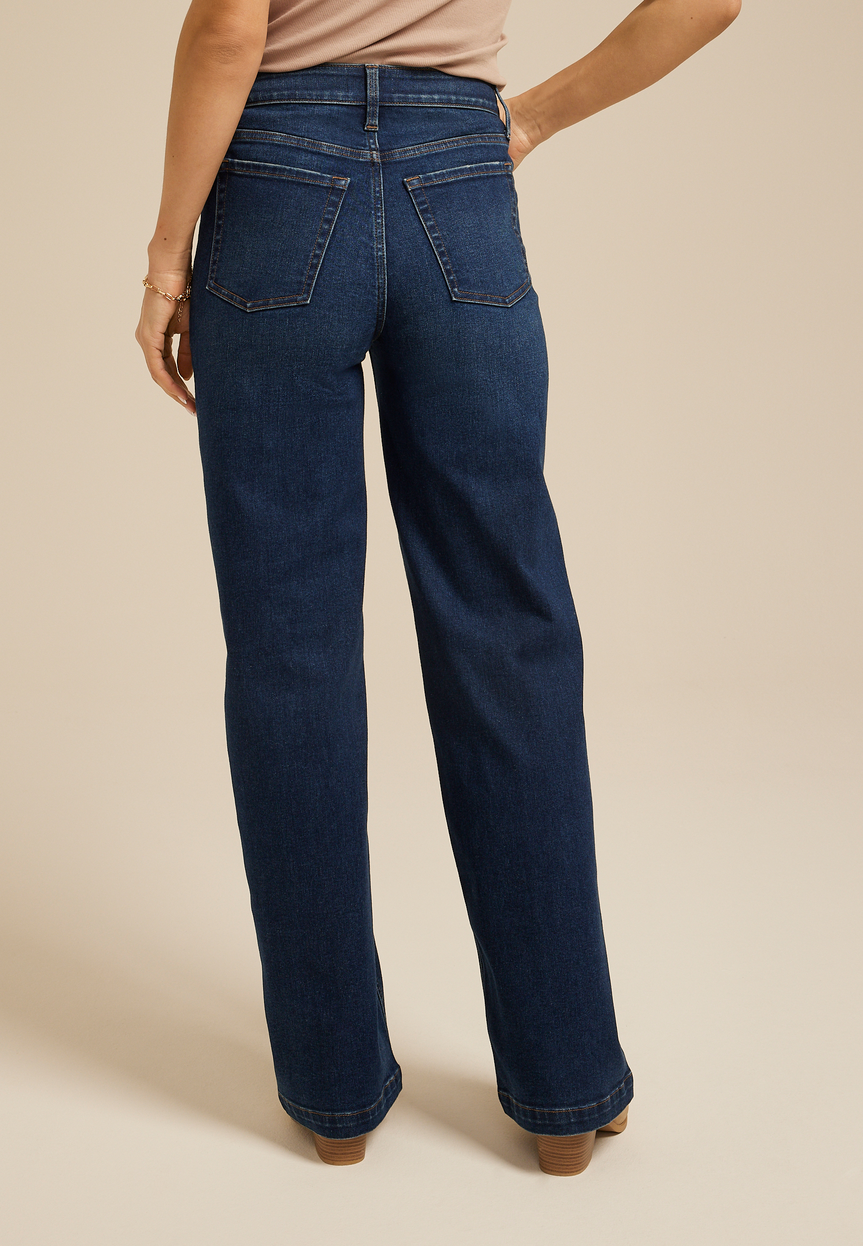 m jeans by maurices&trade; Dark High Rise Utility Pocket Seamed Wide Leg Jean, C258, large