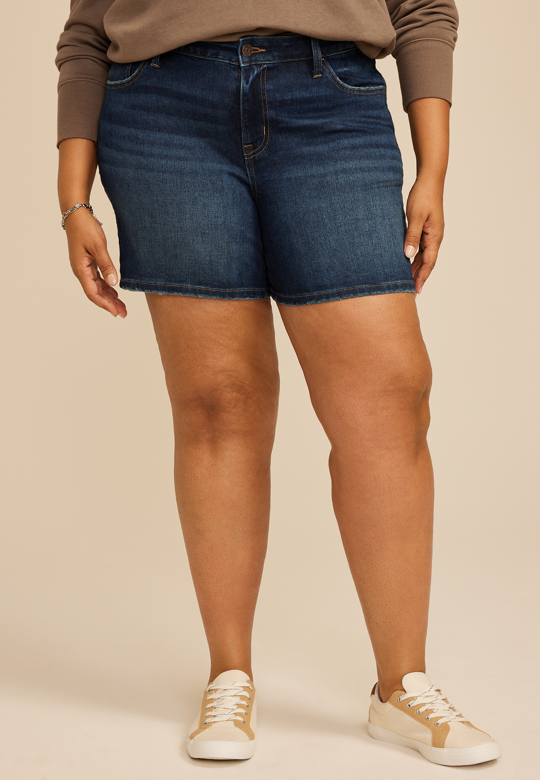 Plus Size m jeans by maurices&trade; Classic Mid Rise Slit Hem 6in Short