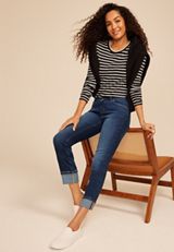 m jeans by maurices&trade; Classic Mid Rise Straight Cropped Jean, DARK SANDBLAST, small