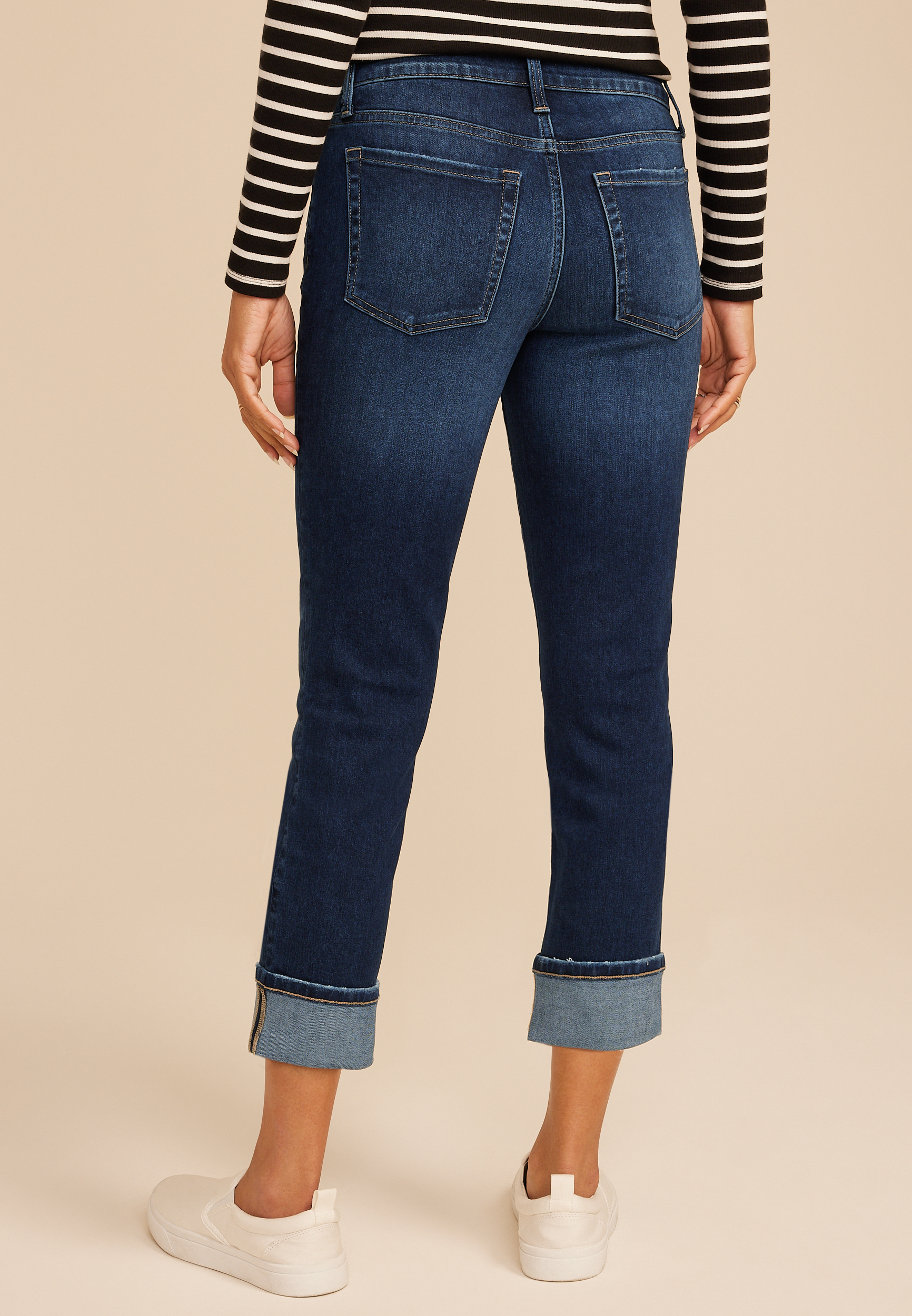 m jeans by maurices&trade; Classic Mid Rise Straight Cropped Jean, DARK SANDBLAST, large