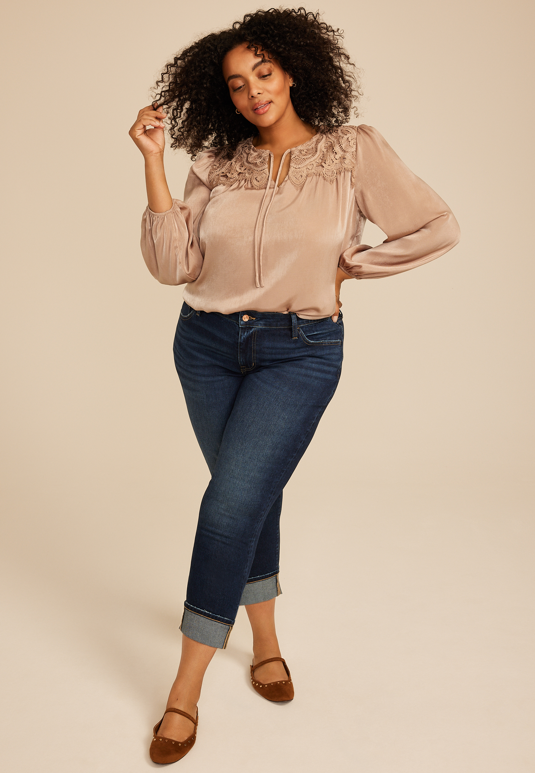 Plus Size m jeans by maurices&trade; Classic Mid Rise Straight Cropped Jean, C258, large