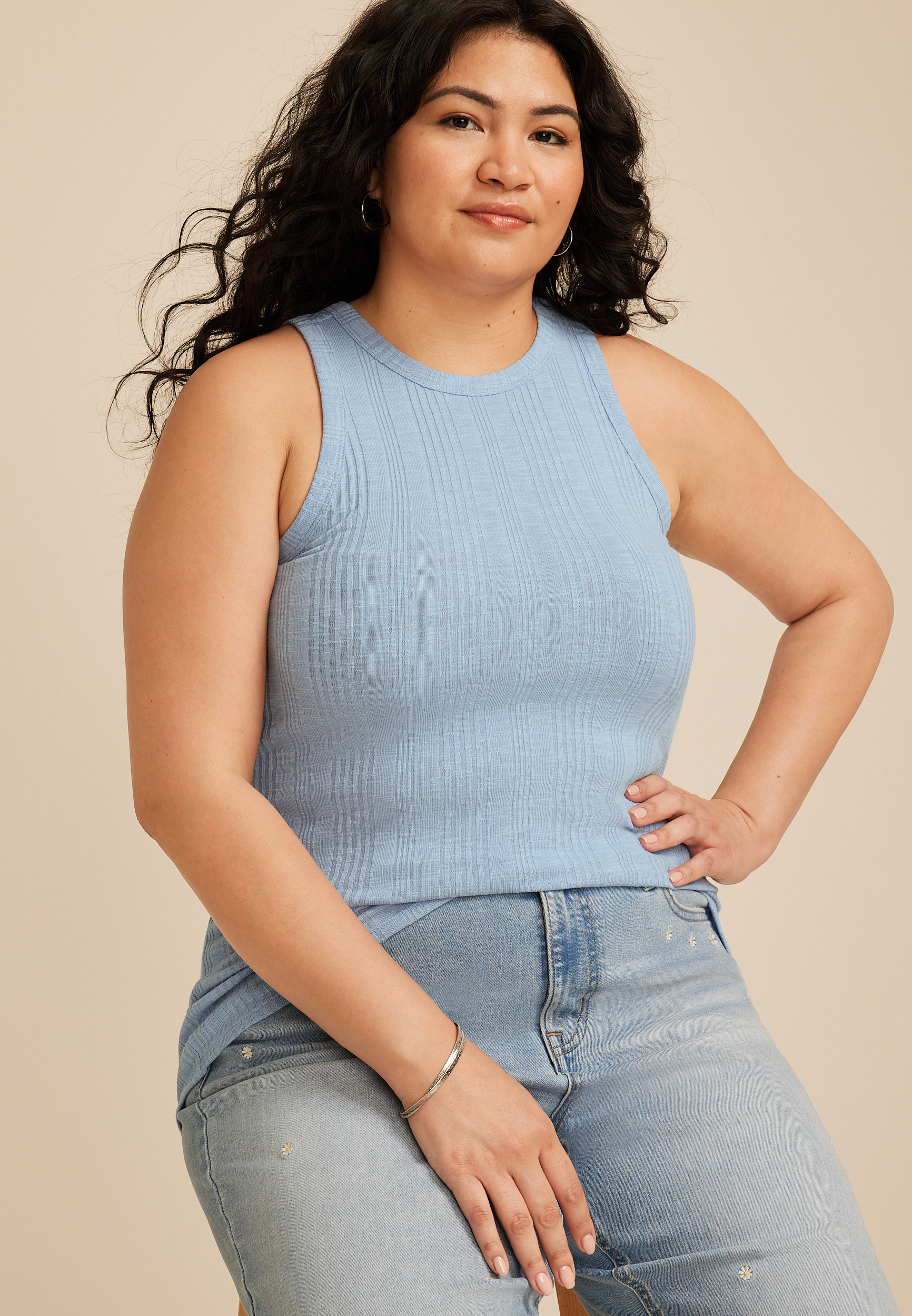 Plus Size 24/7 Variegated Ribbed Highline Tank Top
