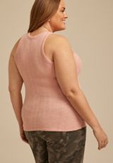 Plus Size 24/7 Variegated Ribbed Highline Tank Top, MISTY ROSE, small
