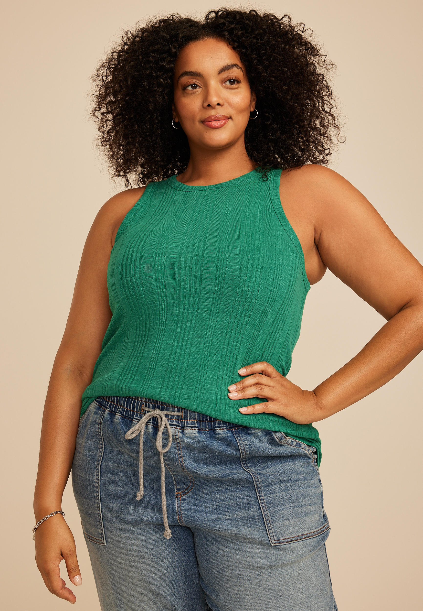 Plus Size 24/7 Variegated Ribbed Highline Tank Top