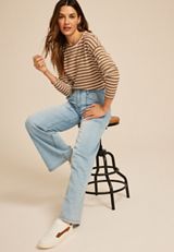 Mid Rise Soft Patch Pocket Wide Leg Jeans, C2806, small