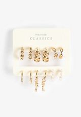 Gold Hoop And Faux Pearl Earring Set, GOLD, small