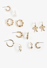 Gold Hoop And Faux Pearl Earring Set, GOLD, small