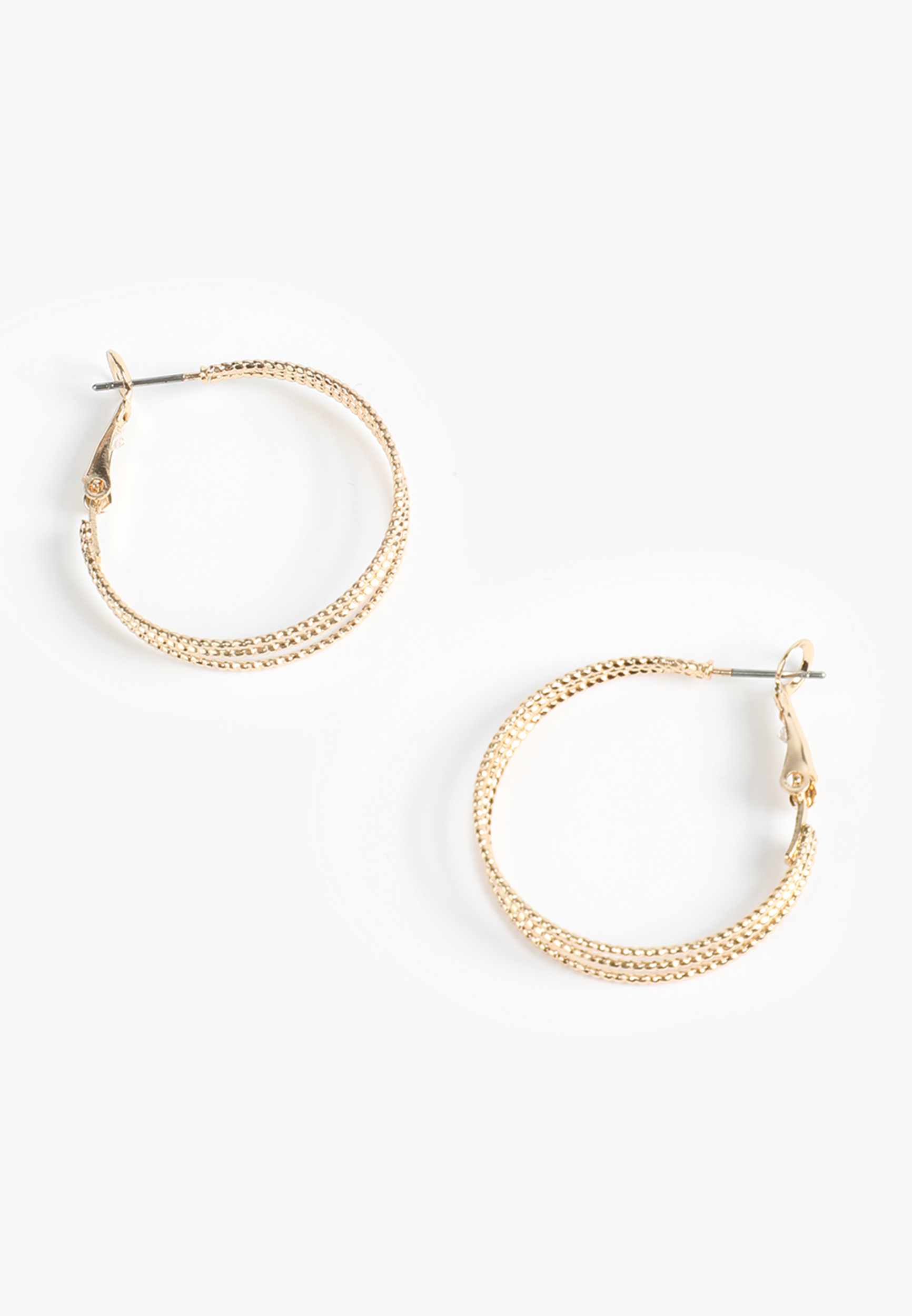 Triple Row Textured Gold Hoop Earrings