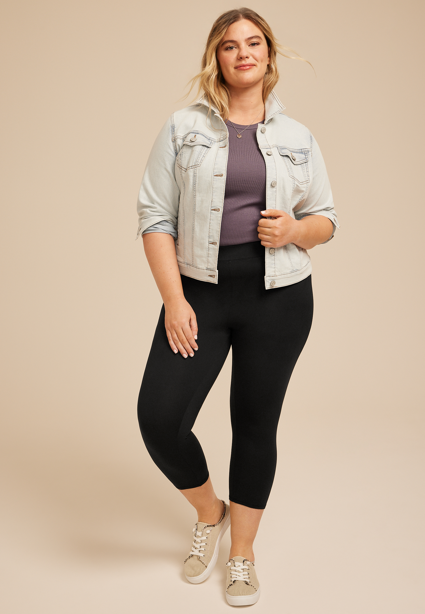 Plus Size Ultra Soft High Rise Capri Legging, C106, large