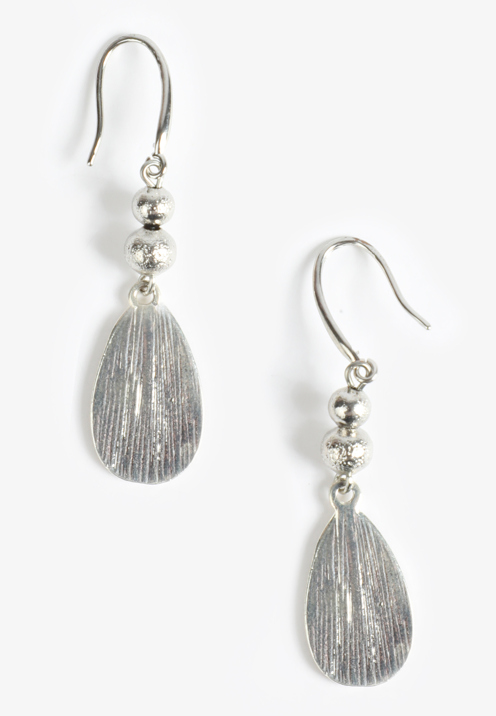 Silver Textured Teardrop Earrings