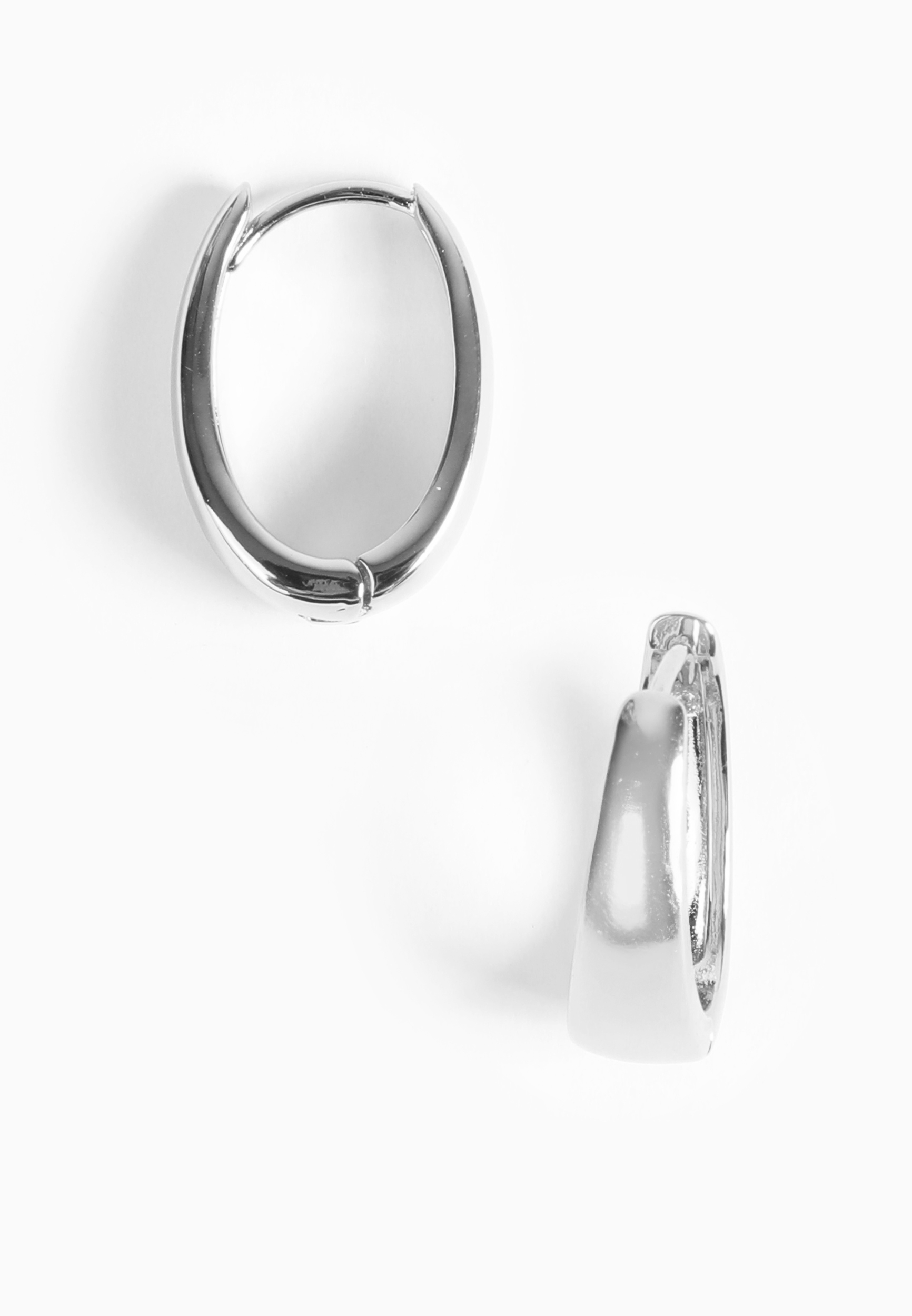 Silver Plated Oval Hoop Earrings