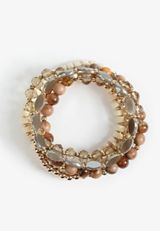 Neutral Beaded Stretch Bracelet Set, NATURAL COMBO, small