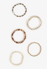 Neutral Beaded Stretch Bracelet Set, NATURAL COMBO, small