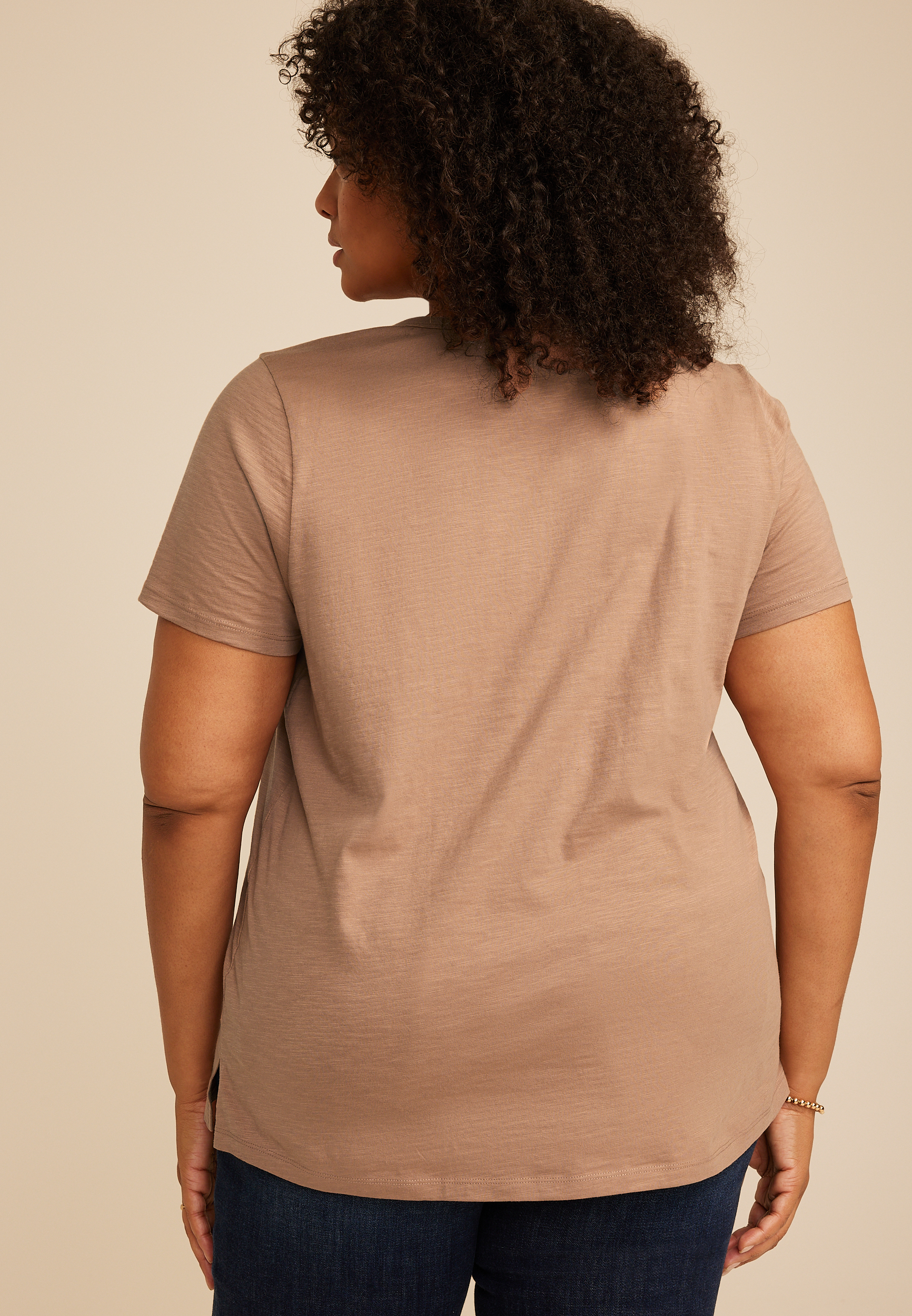 Plus Size 24/7 Dawson V Neck Tee, WOODSMOKE, large