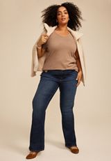 Plus Size 24/7 Dawson V Neck Tee, WOODSMOKE, small