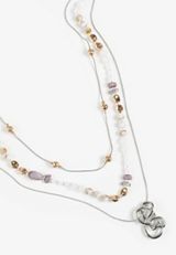 Triple Layer Beaded Knot Pendant Necklace Set, C2704, small