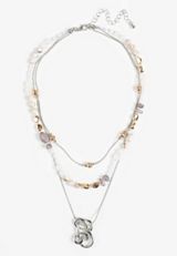 Triple Layer Beaded Knot Pendant Necklace Set, C2704, small