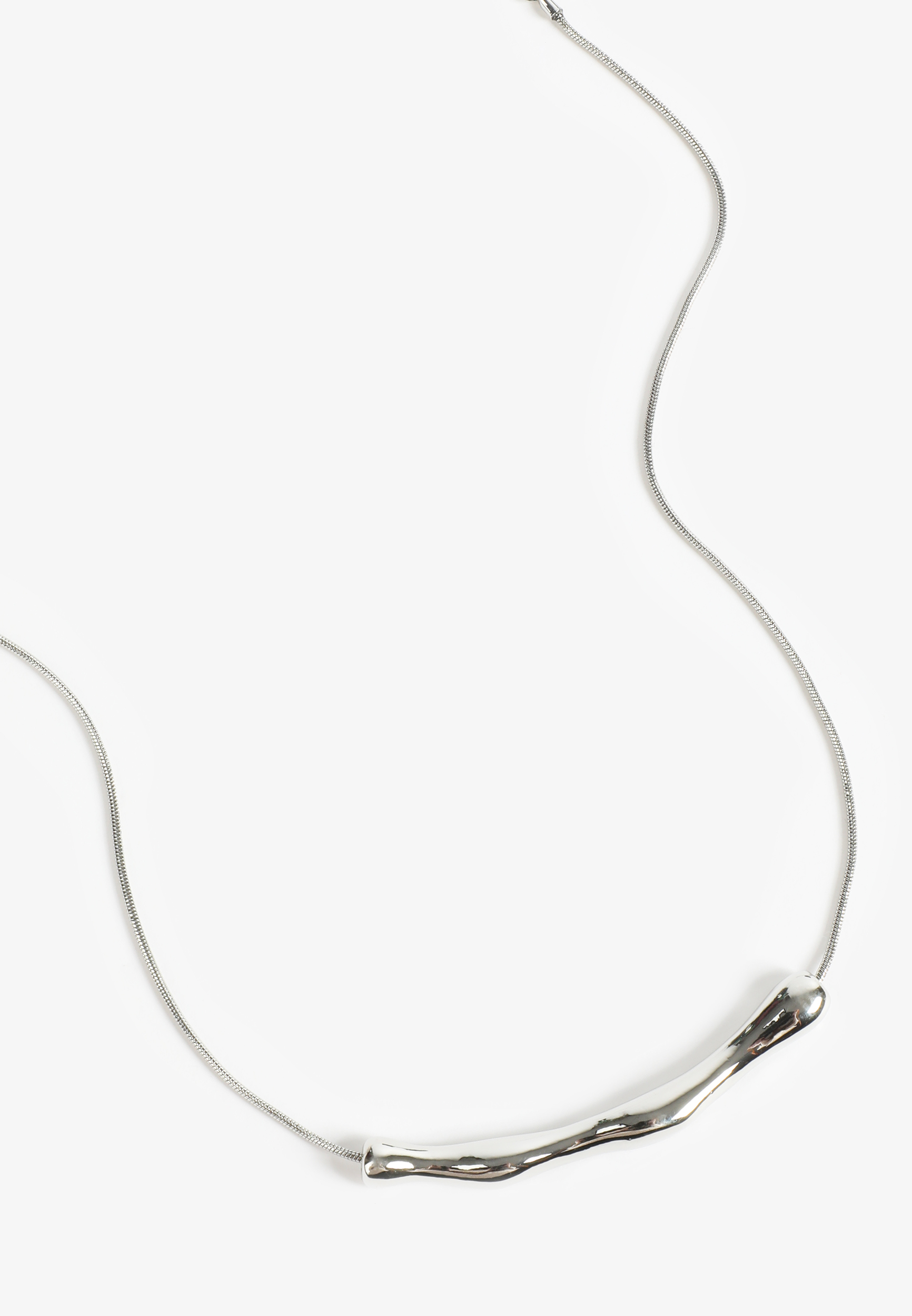 Silver Wavy Bar Necklace
