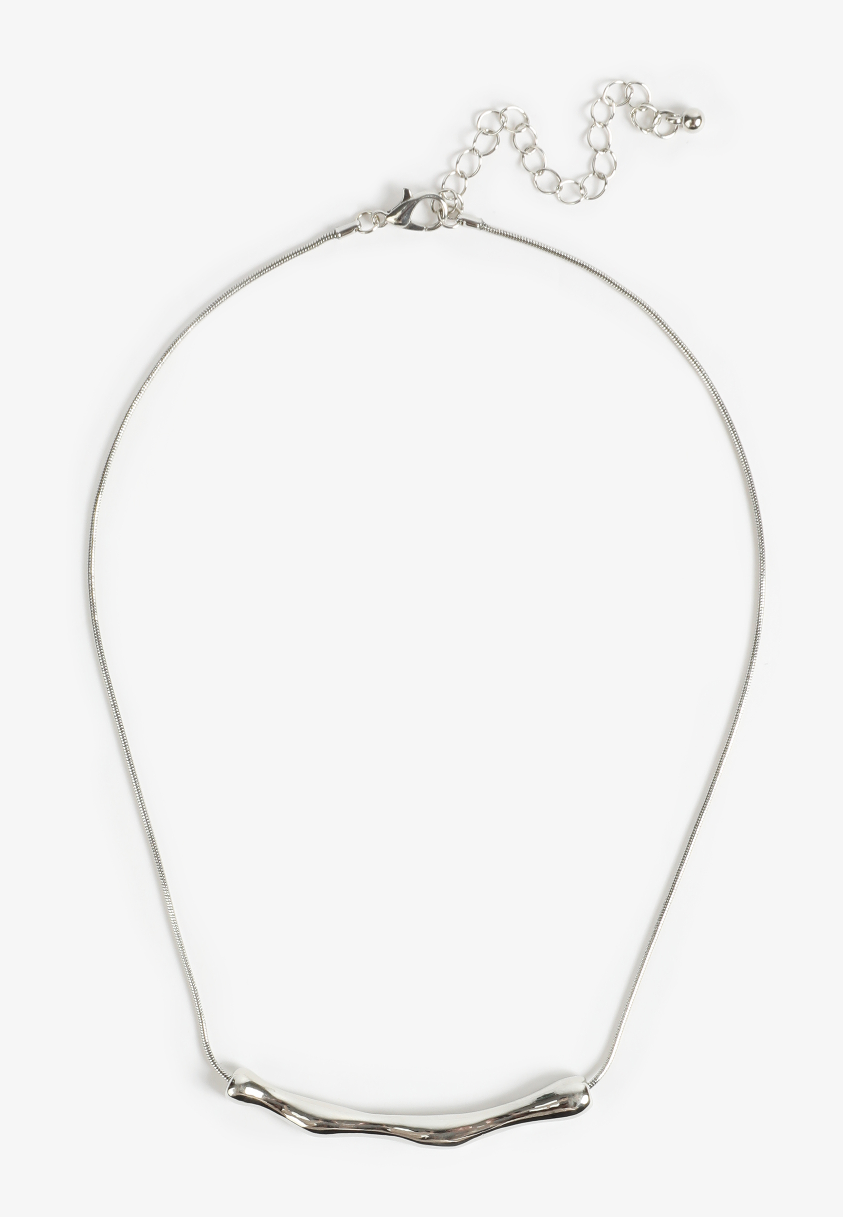 Silver Wavy Bar Necklace, SILVER, large