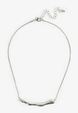 Silver Wavy Bar Necklace, SILVER, small