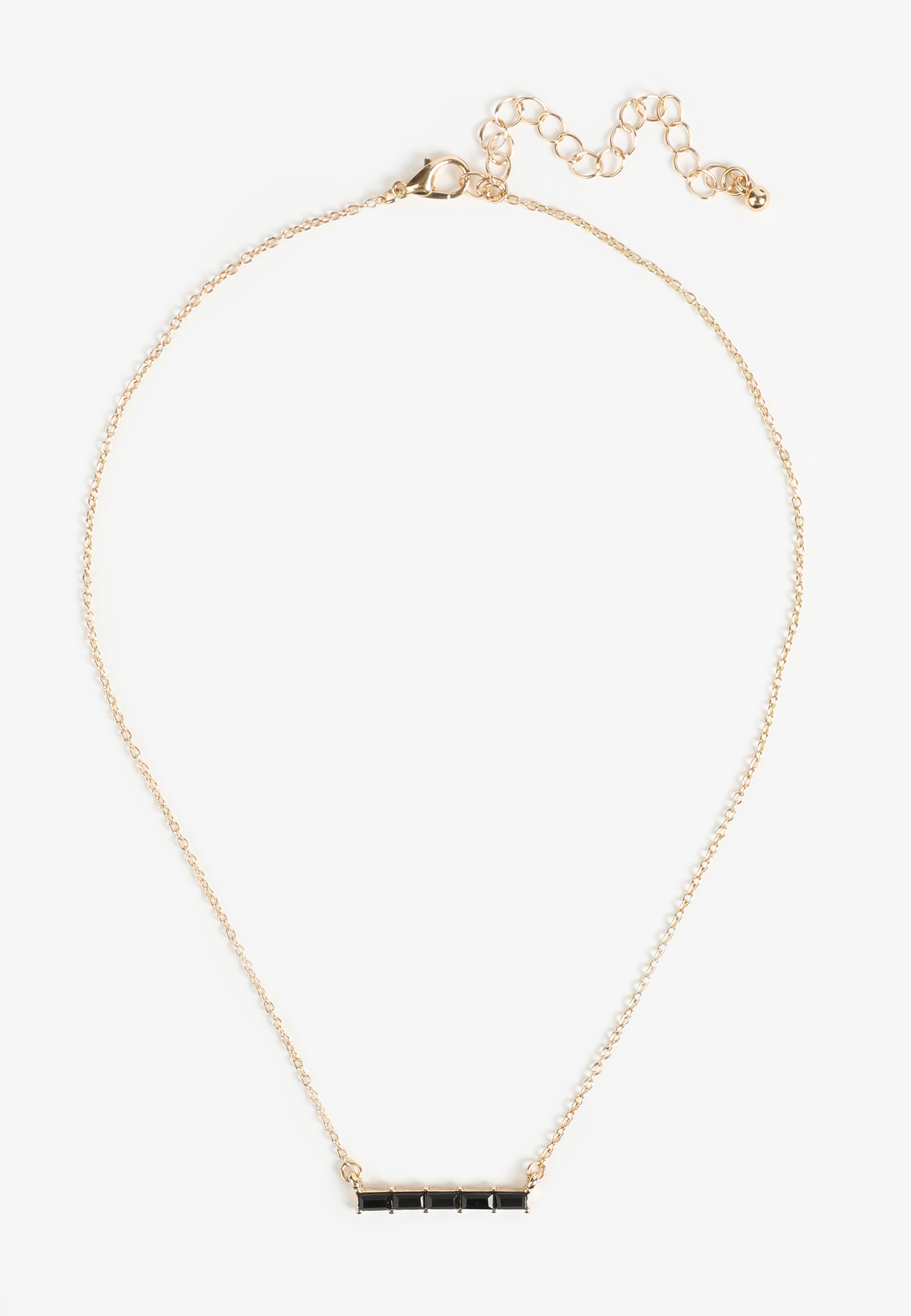 Black Stone Bar Necklace, GOLD/BLACK, large