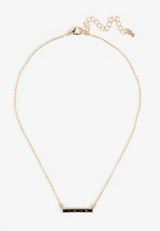 Black Stone Bar Necklace, GOLD/BLACK, small
