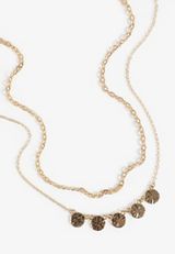 Gold Disc Pendant Layered Necklace, C605, small