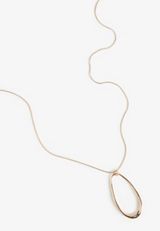 Gold Wavy Oval Pendant Necklace, C605, small