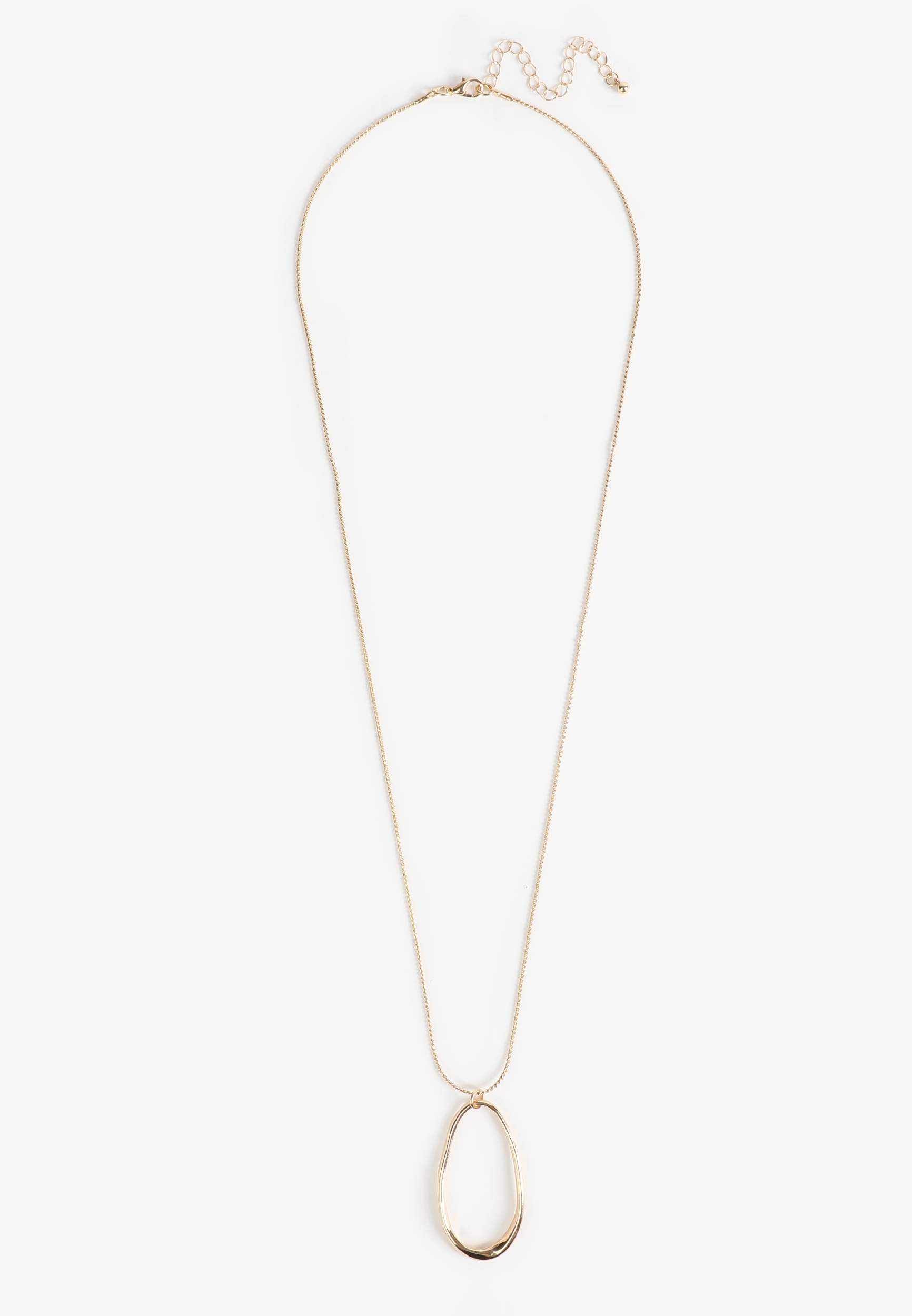 Gold Wavy Oval Pendant Necklace, C605, large