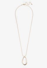 Gold Wavy Oval Pendant Necklace, C605, small