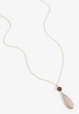 Rose Quartz Teardrop Stone Necklace, GOLD, small