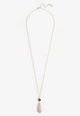 Rose Quartz Teardrop Stone Necklace, GOLD, small