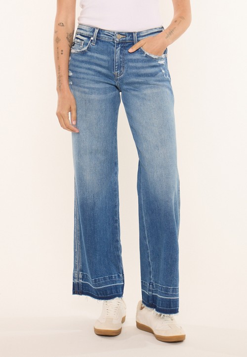 KanCan™ Mid Rise Release Hem Wide Leg Jean | maurices