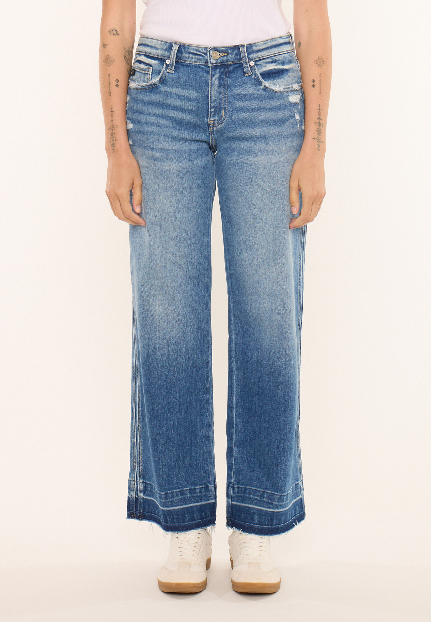 KanCan&trade; Mid Rise Release Hem Wide Leg Jean, C3337, large
