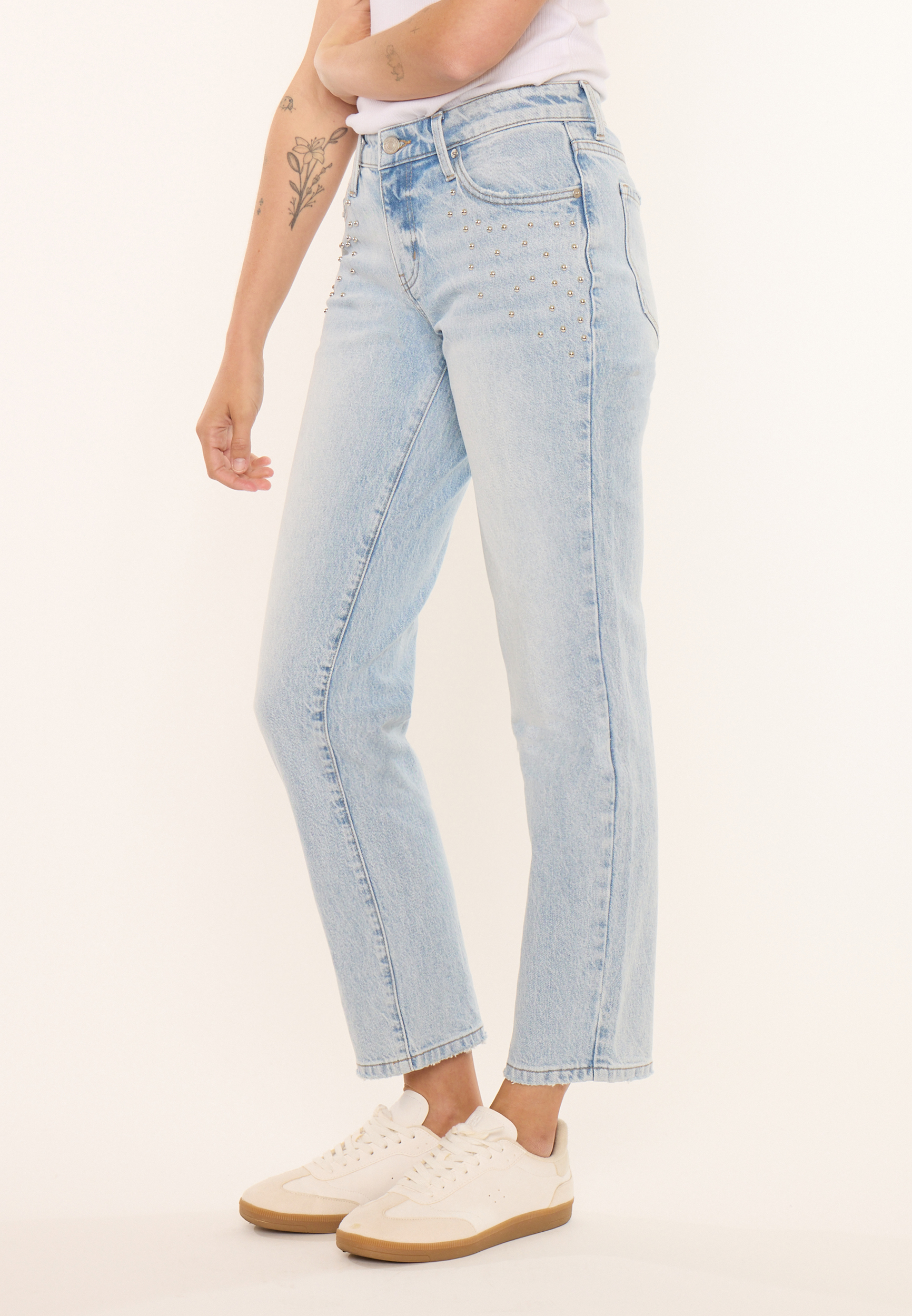 KanCan&trade; Mid Rise Studded Straight Leg Jean, C2806, large