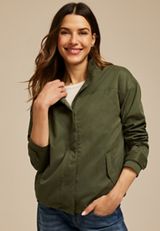Olive Sueded Woven Jacket, C186, small