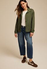 Olive Sueded Woven Jacket, C186, small