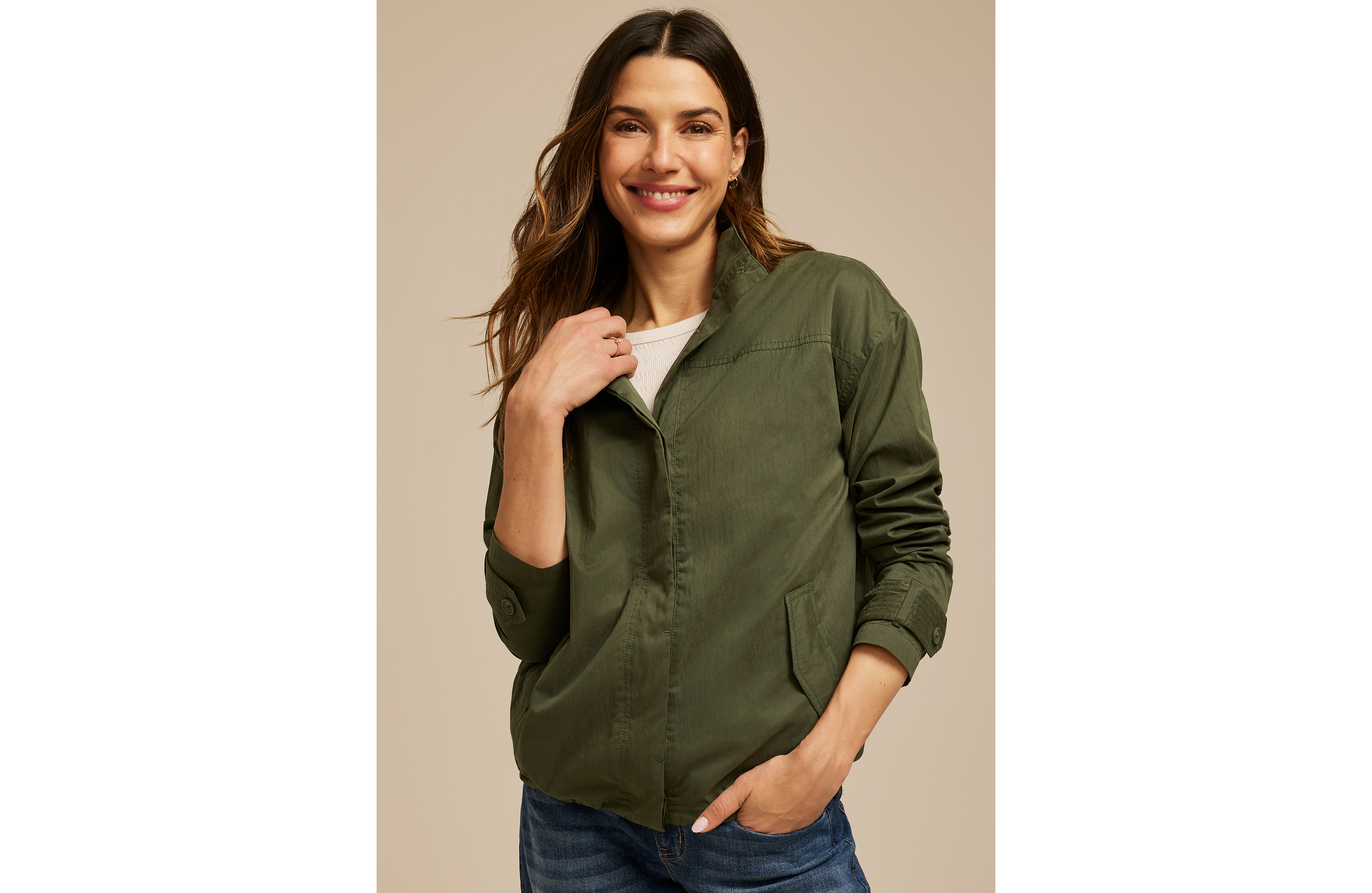 Olive Sueded Woven Jacket