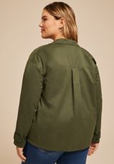 Plus Size Olive Sueded Woven Jacket, C186, small