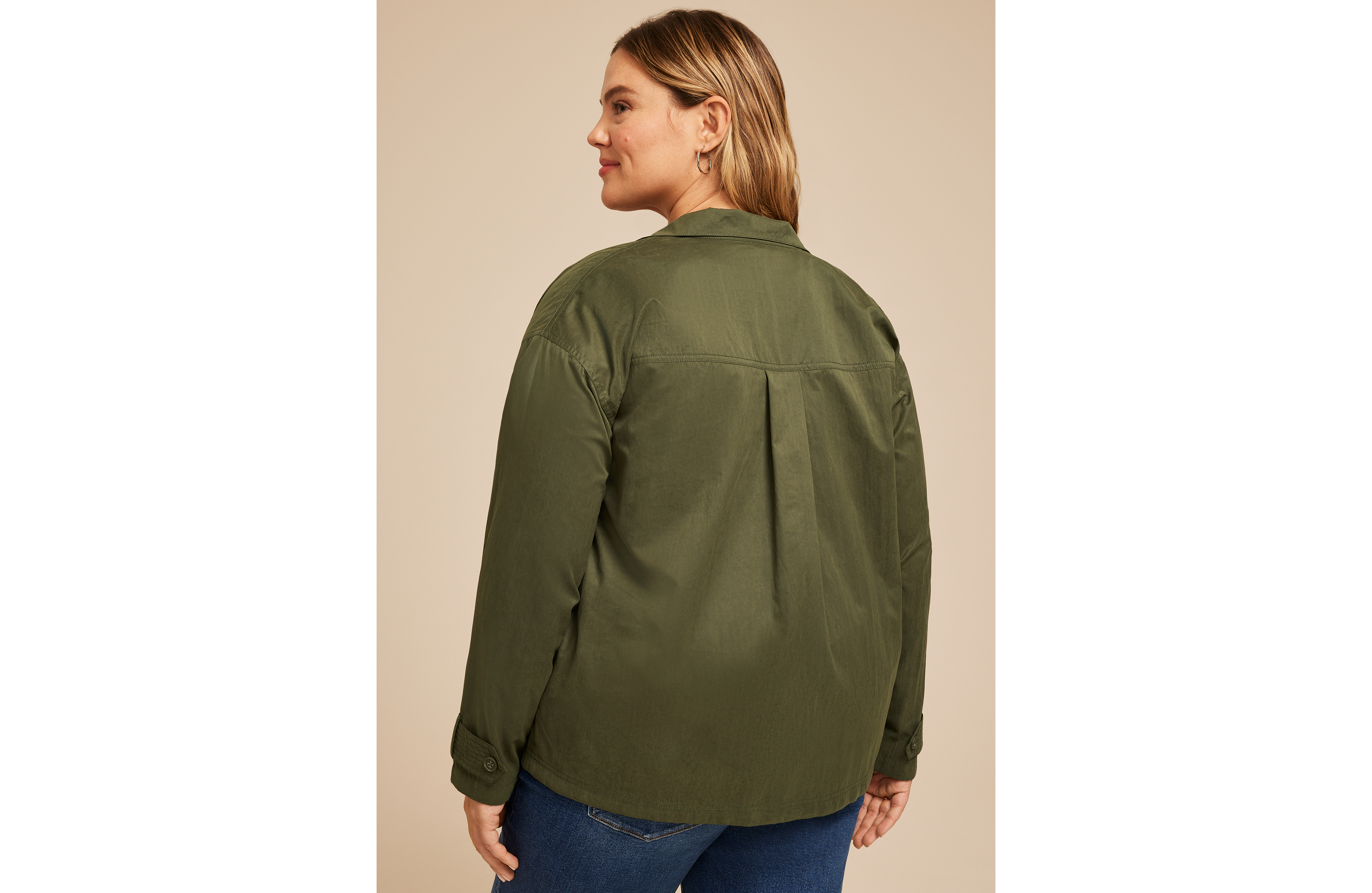 Plus Olive Sueded Woven Jacket