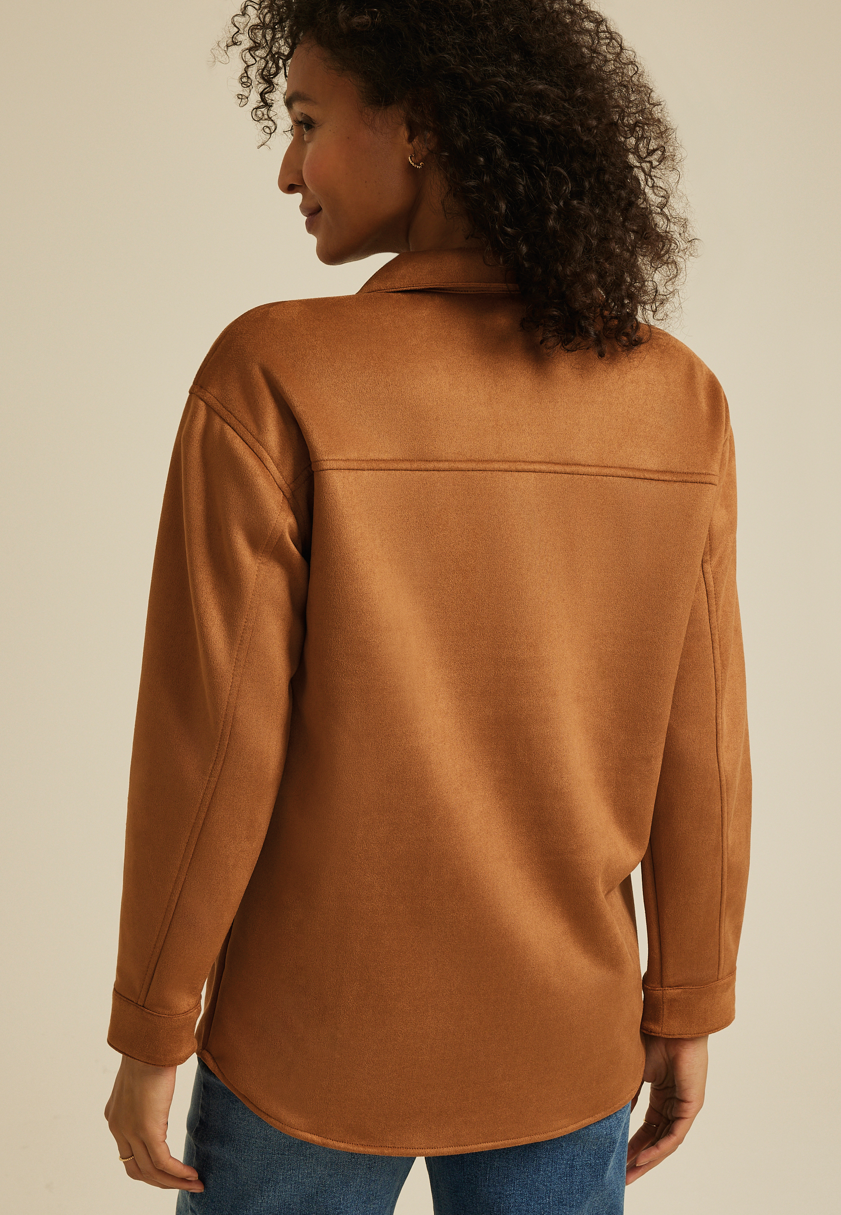 Faux Suede Shacket, C1144, large