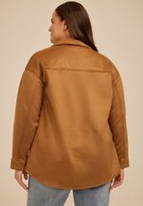 Plus Size Faux Suede Shacket, C1144, small