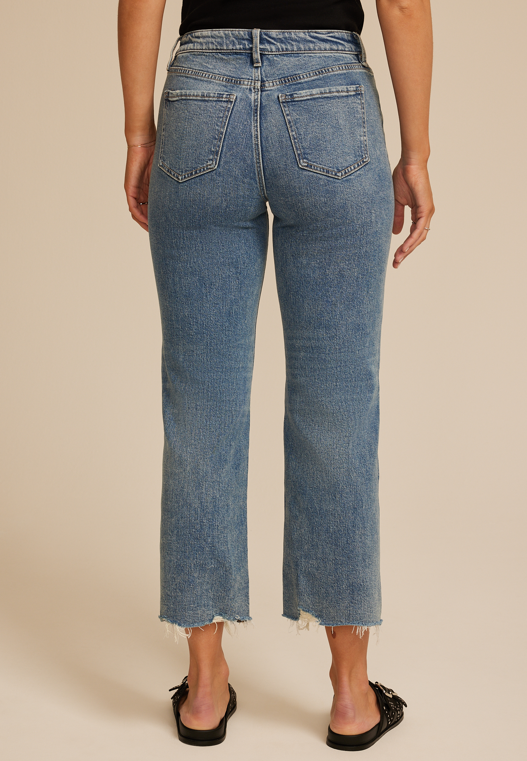 Flying Monkey&trade; High Rise Fray Hem Wide Leg Jean, C3337, large