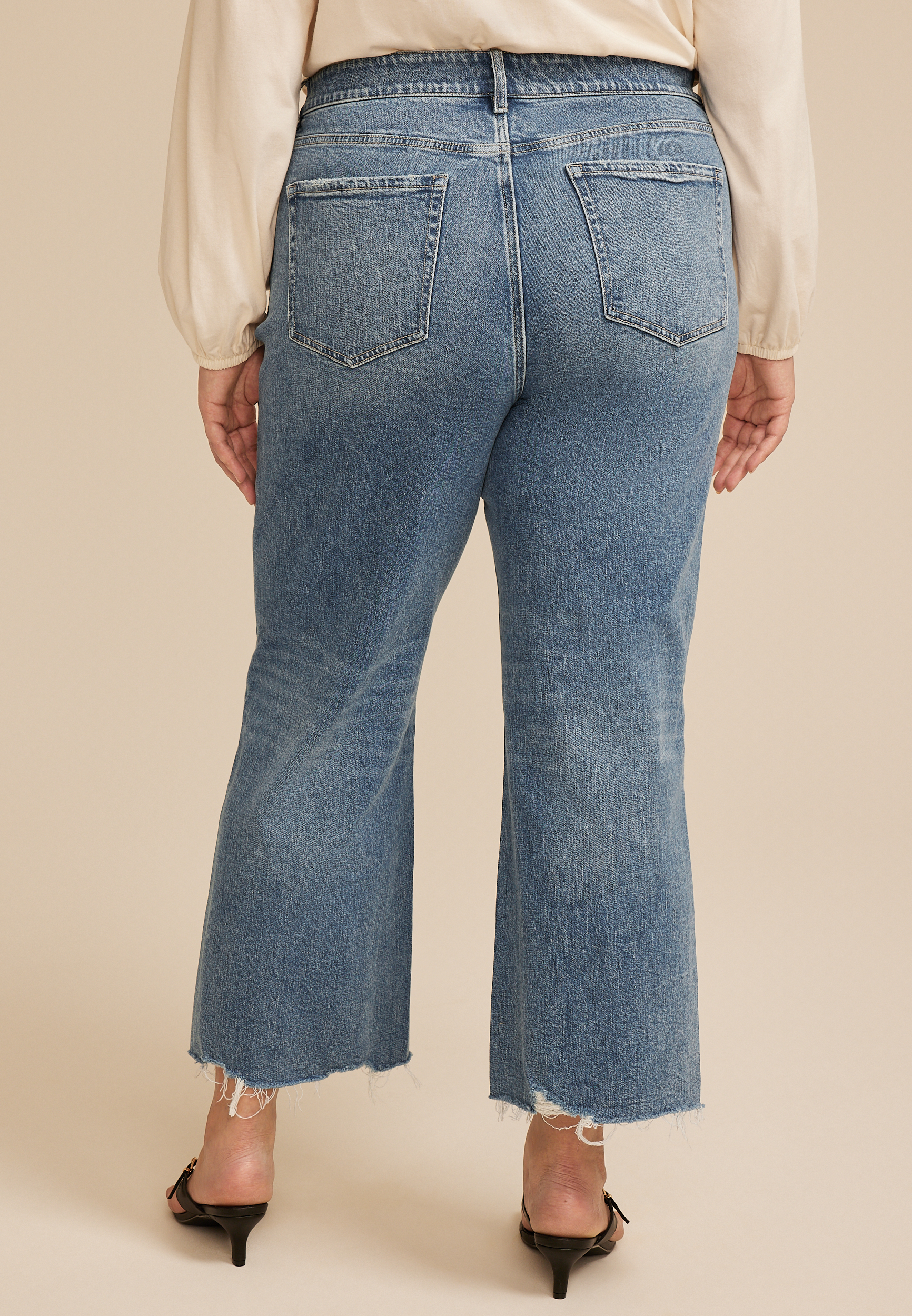 Plus Size Flying Monkey&trade; High Rise Fray Hem Wide Leg Jean, C3337, large