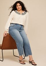 Plus Size Flying Monkey&trade; High Rise Fray Hem Wide Leg Jean, C3337, small
