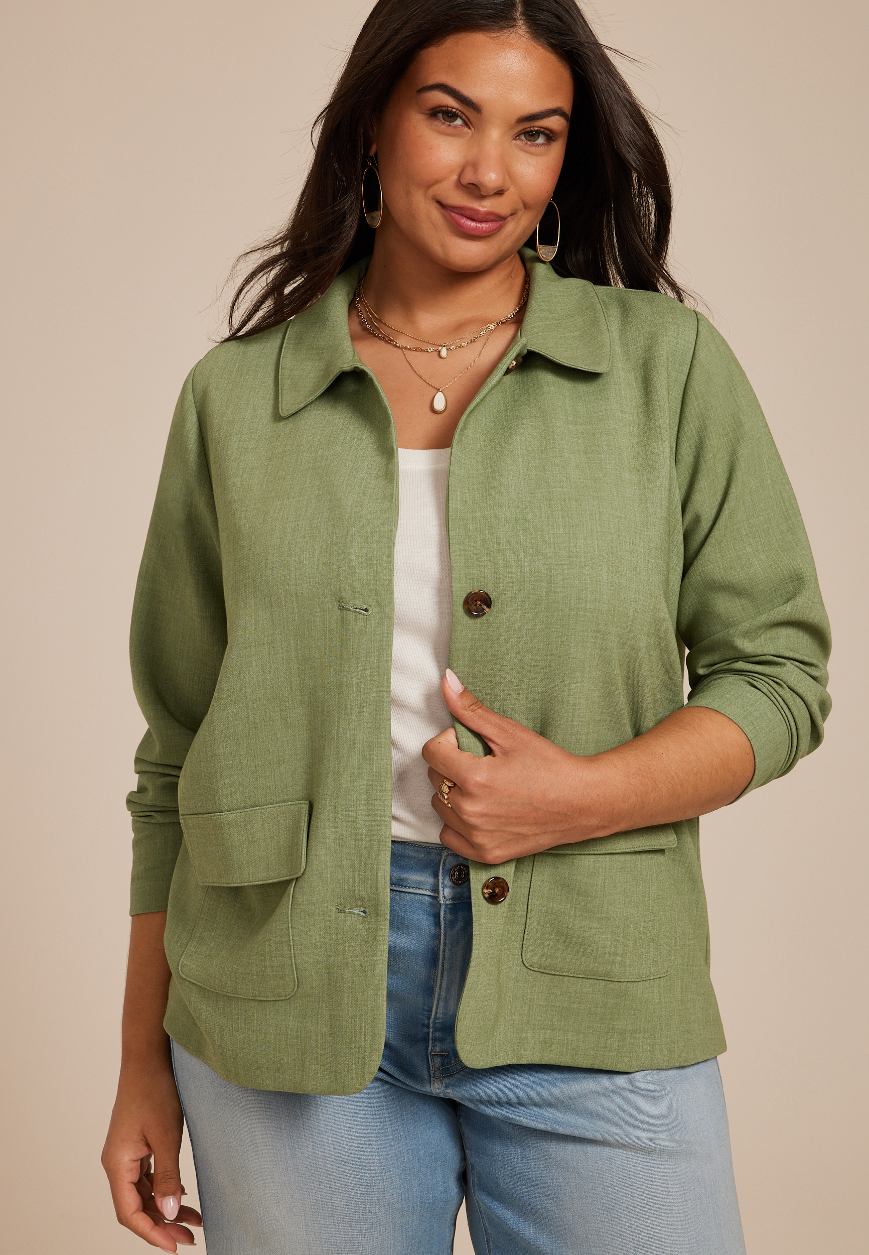 Plus Size Button Up Blazer